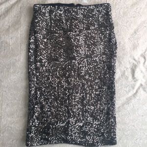 Silver Sequin Pencil Skirt